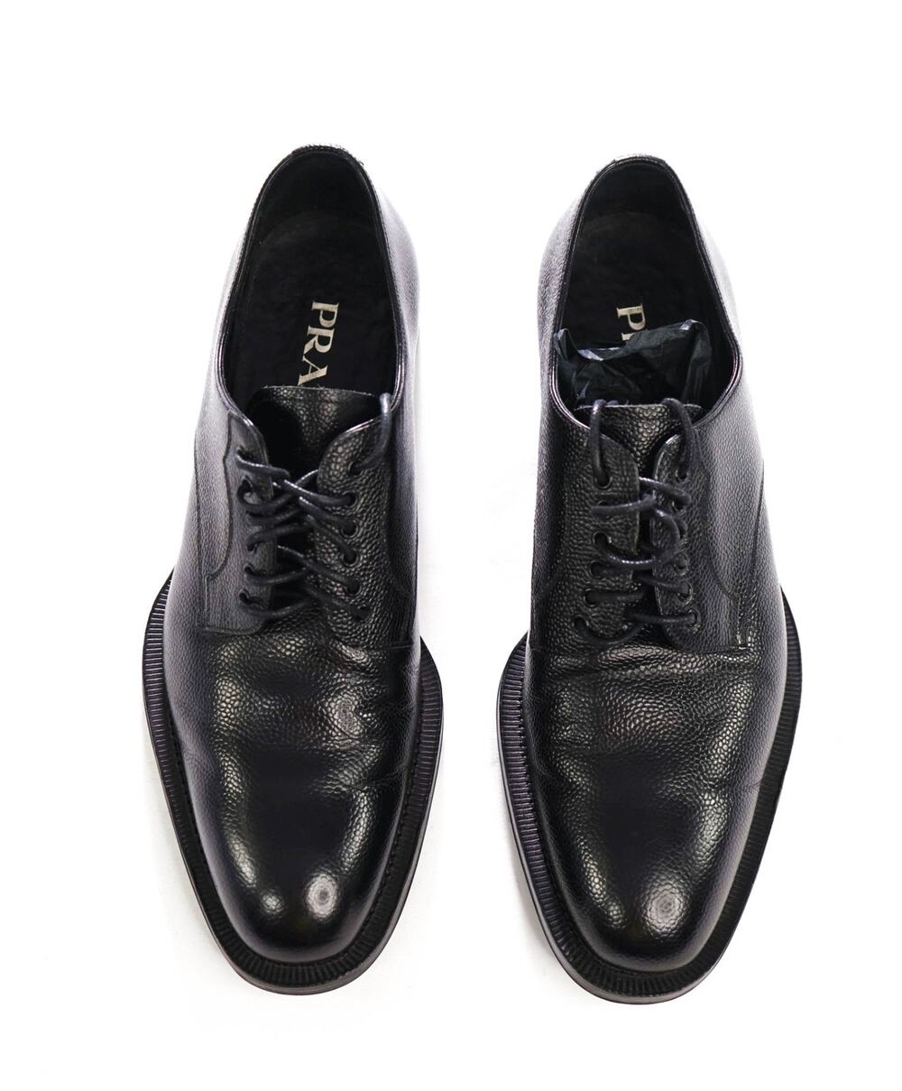 $1,200 PRADA - Black Pebble Leather Derby - US 8.5 (UK7.5)